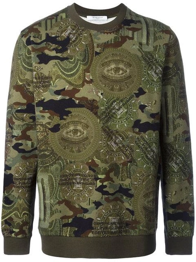 Givenchy Cuban Dollar Camo Cotton Sweatshirt, Military Green In Khaki