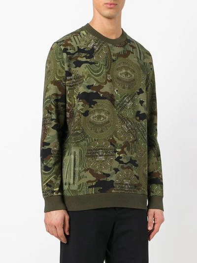 Shop Givenchy Camouflage Print Sweatshirt - Green