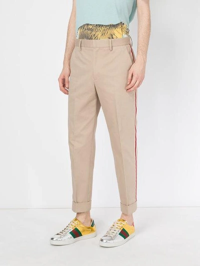 Shop Gucci Stripe Applique Trouser