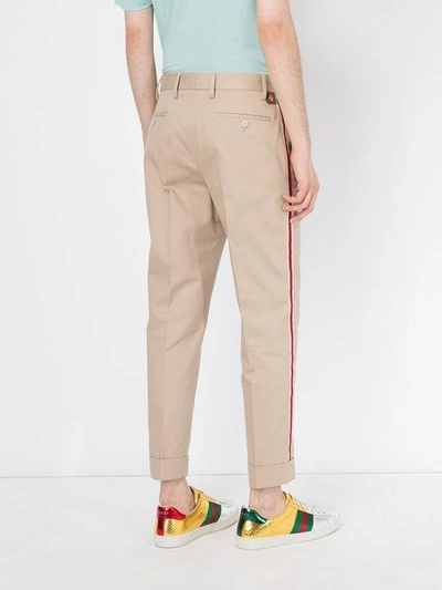 Shop Gucci Stripe Applique Trouser