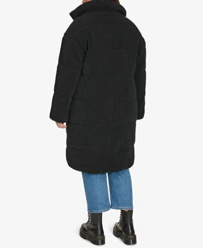 Levi's Plus Size Snap Closure Teddy Coat In Black