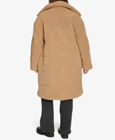 Levi's Plus Size Snap Closure Teddy Coat In Brown