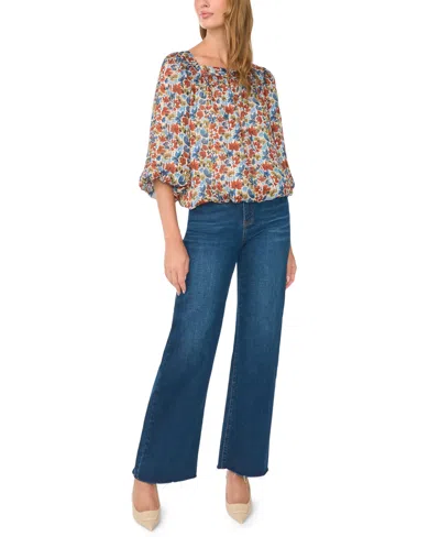 Vince Camuto Square Neck Bubble Blouse In Multi