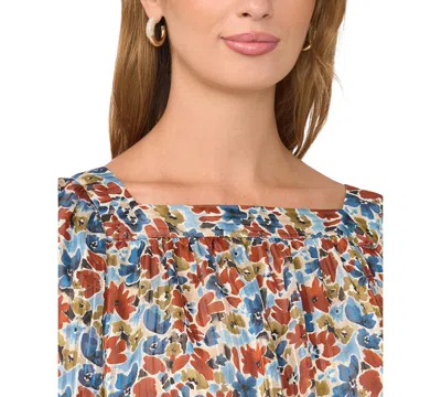 Vince Camuto Square Neck Bubble Blouse In Multi