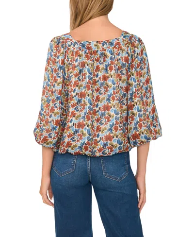 Vince Camuto Square Neck Bubble Blouse In Multi