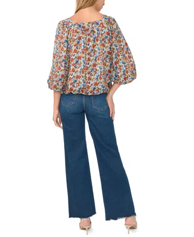 Vince Camuto Square Neck Bubble Blouse In Multi