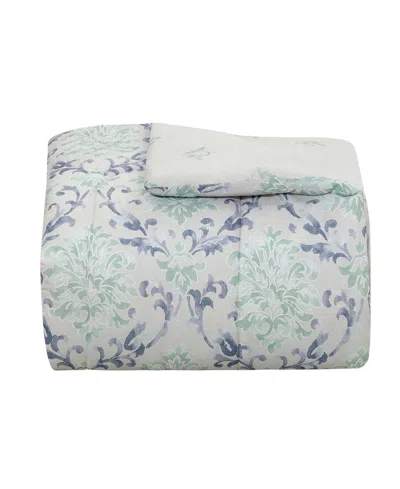 Macy's Painterly Damask Reversible Microfiber 3-piece Comforter Set In Green