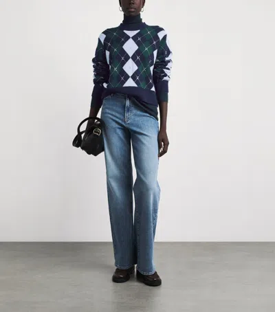 Maje Argyle Sweater With Rhinestones In Multi