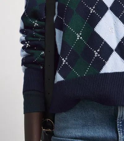 Maje Argyle Sweater With Rhinestones In Multi