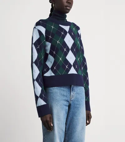 Maje Argyle Sweater With Rhinestones In Multi