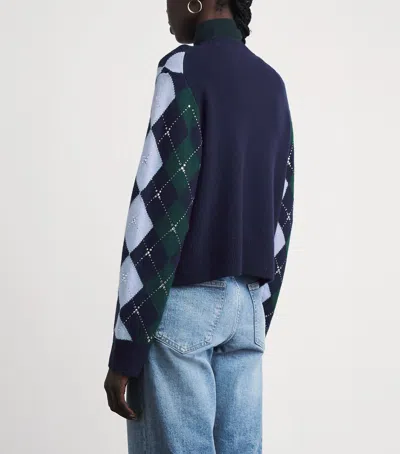 Maje Argyle Sweater With Rhinestones In Multi