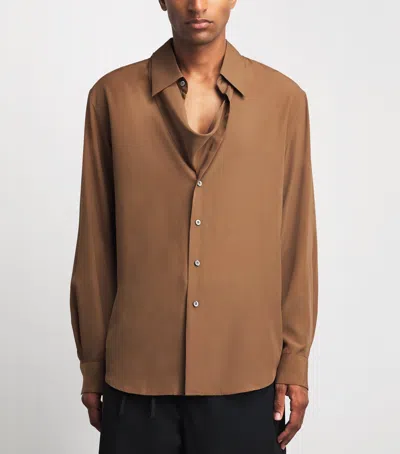 System Triangular Panel Shirt In Brown