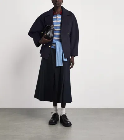 Maje Wool Pea Coat In Blue