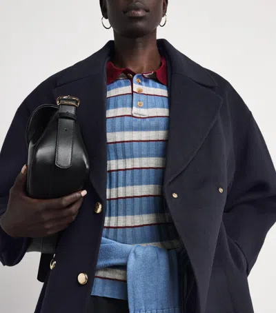 Maje Wool Pea Coat In Blue