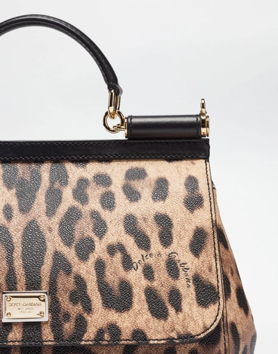 Shop Dolce & Gabbana Regular Sicily Bag In Leopard Textured Leather