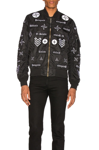 Shop Marcelo Burlon County Of Milan Marcelo Burlon Roldan Alpha Ma-1 Jacket In Black.  In Black & White