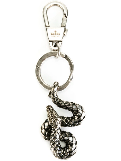 Gucci Snake Key Ring In Palladium-toned