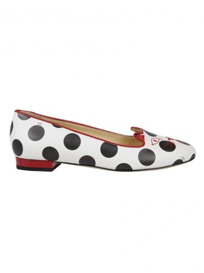 Shop Charlotte Olympia Kitty Slippers In White Red