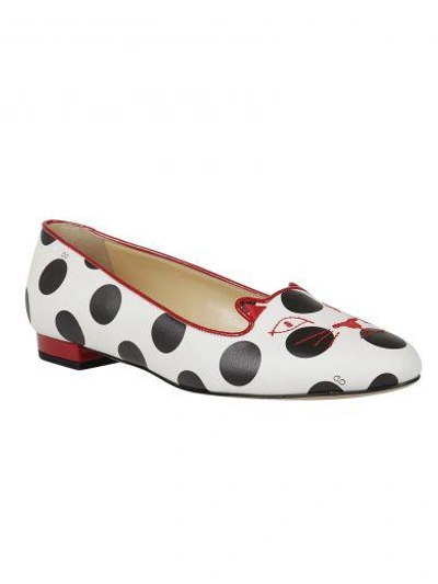 Shop Charlotte Olympia Kitty Slippers In White Red