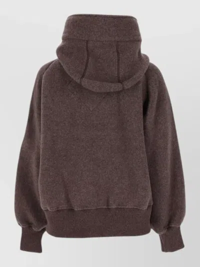 Canada Goose Brown Zip-front High Collar Wool-blend Sweatshirt In Brown