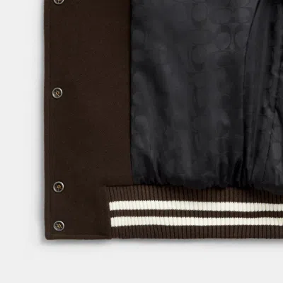 Coach Wool Varsity Jacket In Brown