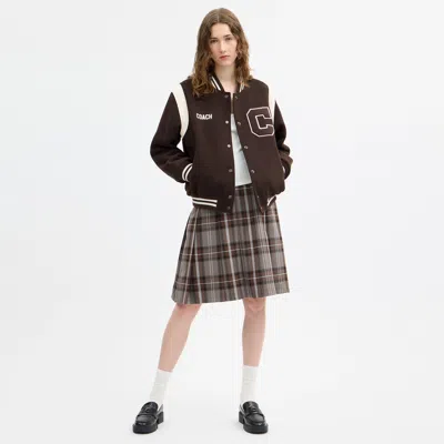 Coach Wool Varsity Jacket In Brown