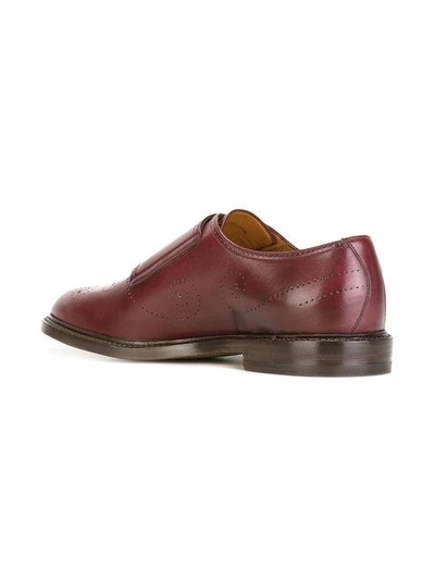 Shop Gucci Bee Brogue Monk Shoes In Red