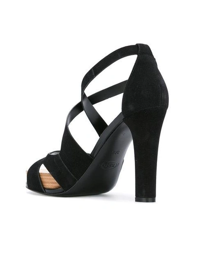 Shop Tod's Strappy Suede Sandals In Black