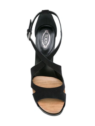 Shop Tod's Strappy Suede Sandals In Black