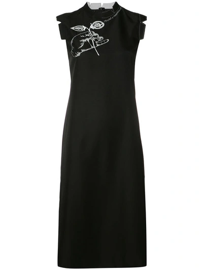 Maison Margiela Sleeveless Embroidered Dress In Black