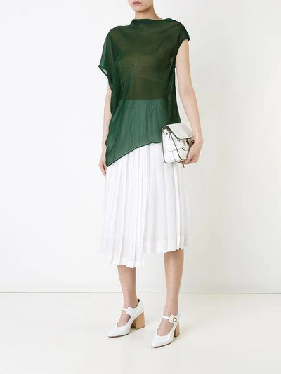 Shop 08sircus Sheer Asymmetric Hem Top In Green