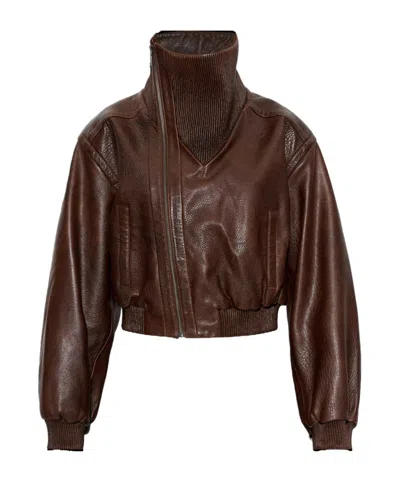 Christopher Esber Diagonal Zipper Jacket In Brown