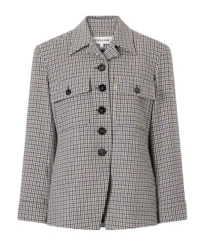 Veronica Beard Molyneux Tailored Houndstooth-pattern Jacket In Gray