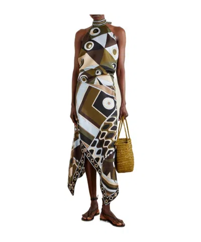 Pucci Long Skirt Khaki Blue In Green