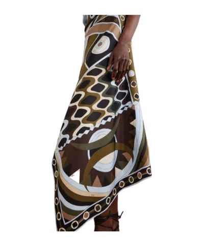 Pucci Long Skirt Khaki Blue In Green