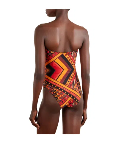 Pucci Printed Strapless Swimsuit In Multi