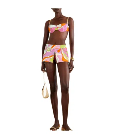 Pucci Printed Cotton-terry Bikini Top In Multi