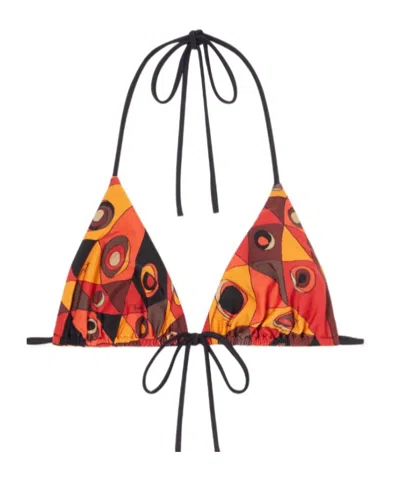 Pucci Printed Triangle Bikini Top In Multi