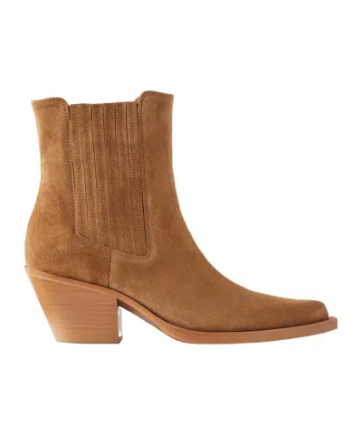 Paris Texas Solid Color Suede Ankle Boots In Brown