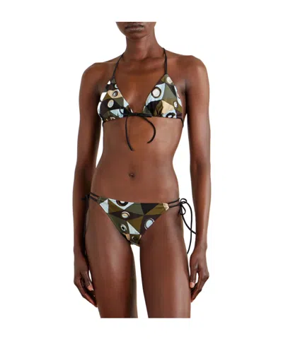 Pucci Geometric Low Rise Polyamide Bikini Bottom In Multi