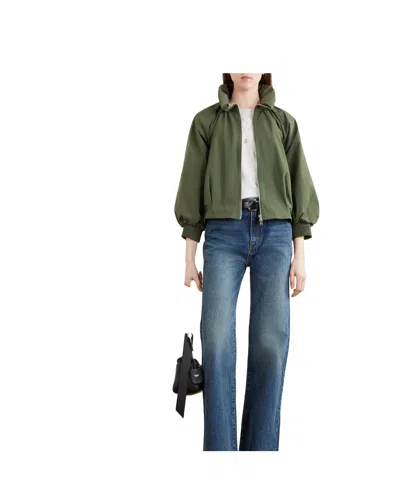Veronica Beard Faille Bomber Jacket In Green