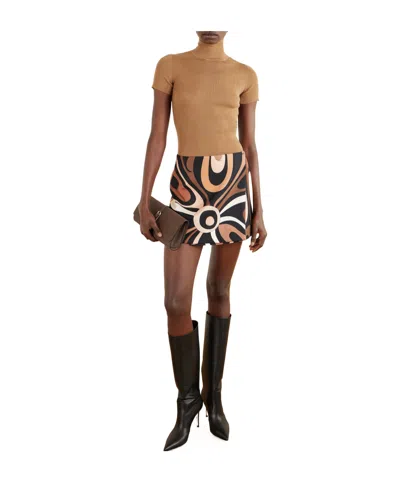 Pucci Wrap-effect Printed Silk-twill Mini Skirt In Black