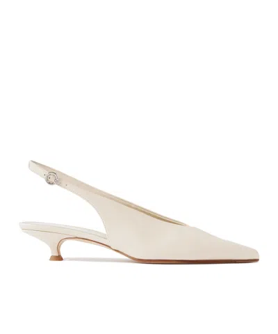 Aeyde Slingback Pointed Toe Kitten Pumps In Neutral