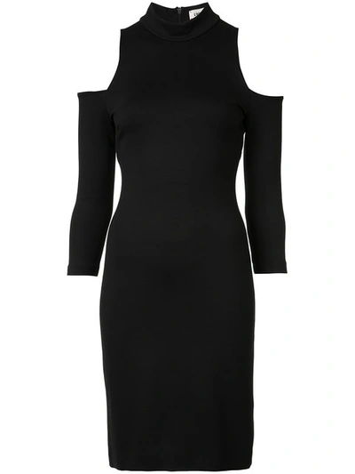L Agence Cut-out Shoulders Turtleneck Dress In Black