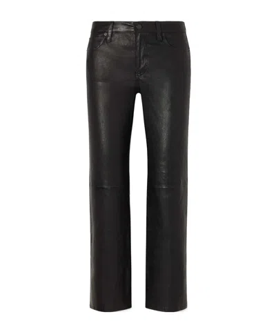 Frame The Cigarette Low-rise Straight-leg Leather Pants In Black