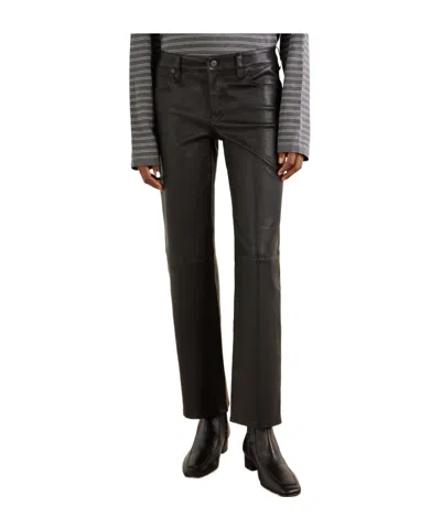 Frame The Cigarette Low-rise Straight-leg Leather Pants In Black