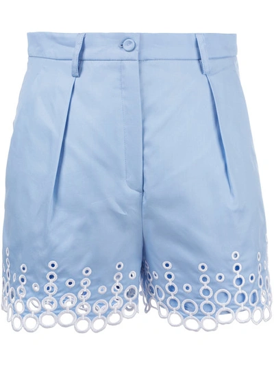 Shop Carven - Embroidered Dots Shorts  In Blue
