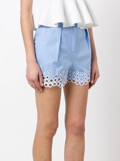 Shop Carven - Embroidered Dots Shorts  In Blue