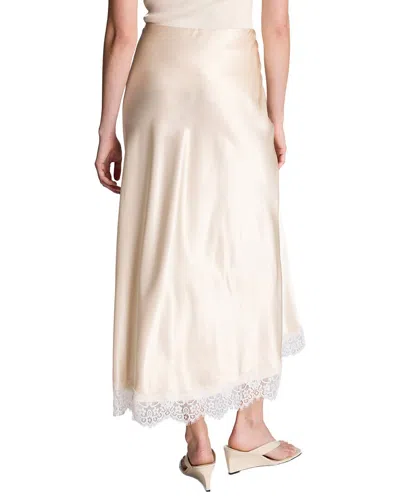 Kenneth Cole Pull-on Side Slit Midi Skirt In Neutral