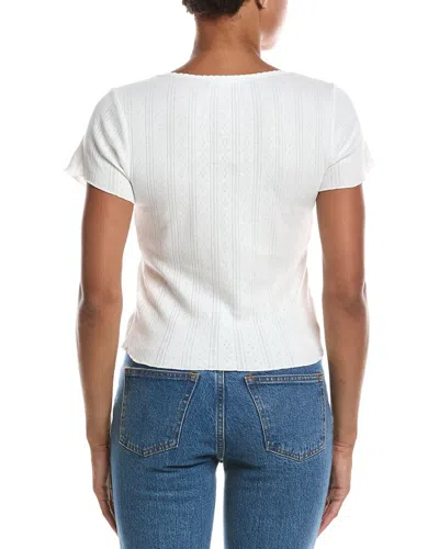 Perfectwhitetee Helena Pointelle Crop T-shirt In White